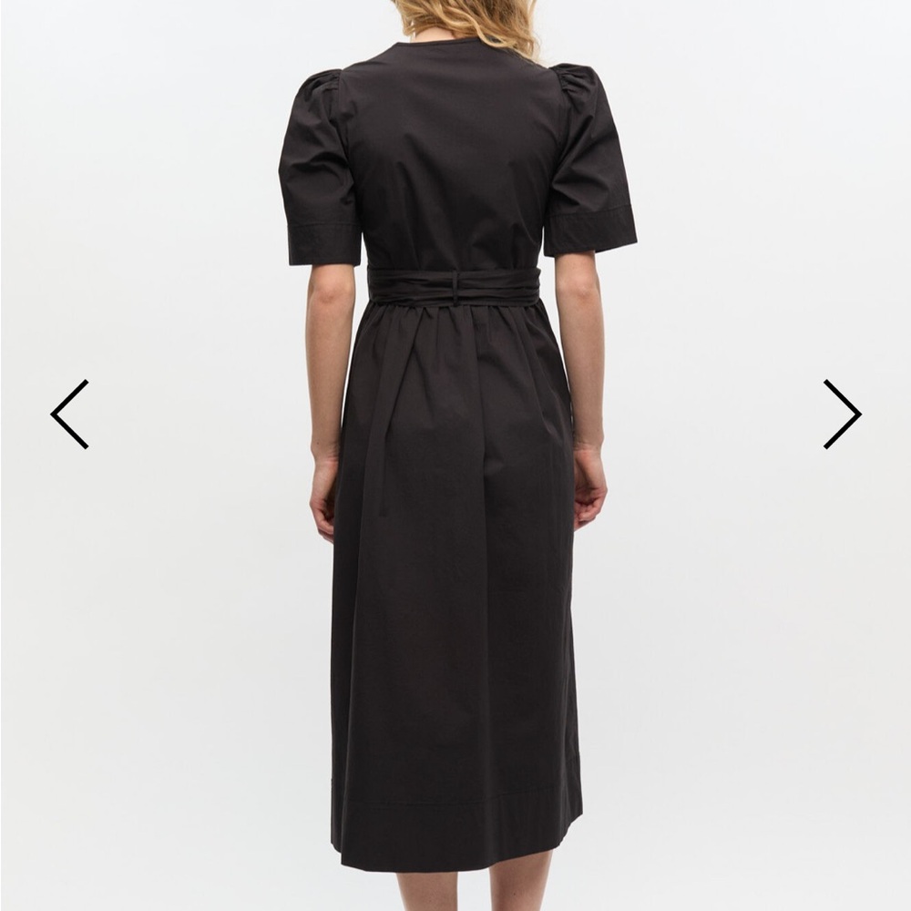 Ganni black Stretch Cotton Tie Strap Midi Dress- size 40 - Picture 3 of 8